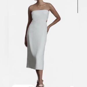 Sadie Strapless Midi Dress In White | Size 4 | New with Tags | Sachin & Babi